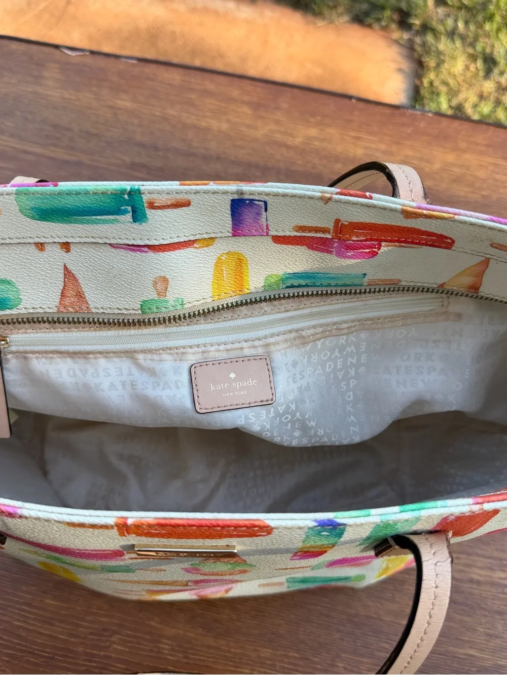 Kate Spade Flavor of the Month Ice Cream Print Large Tote Bag Multicolor